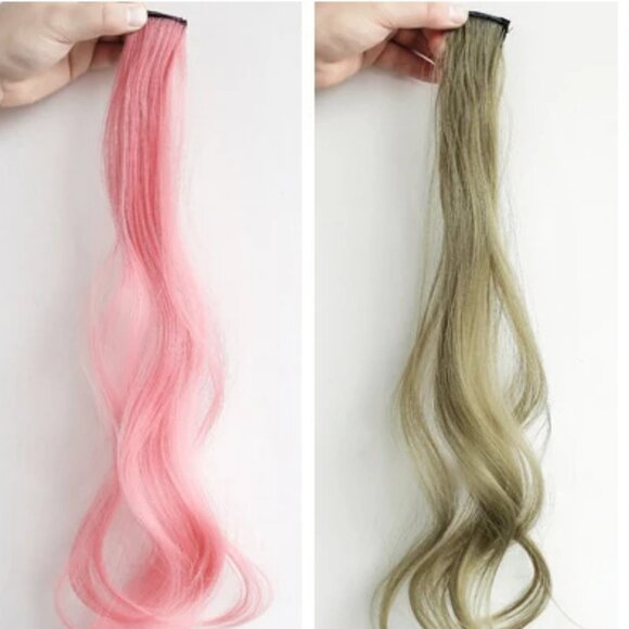 Hair Extension 55cm Synthetic Hairclip Pink & Blue / Hair Extension Set of 2 - Picture 2 of 7